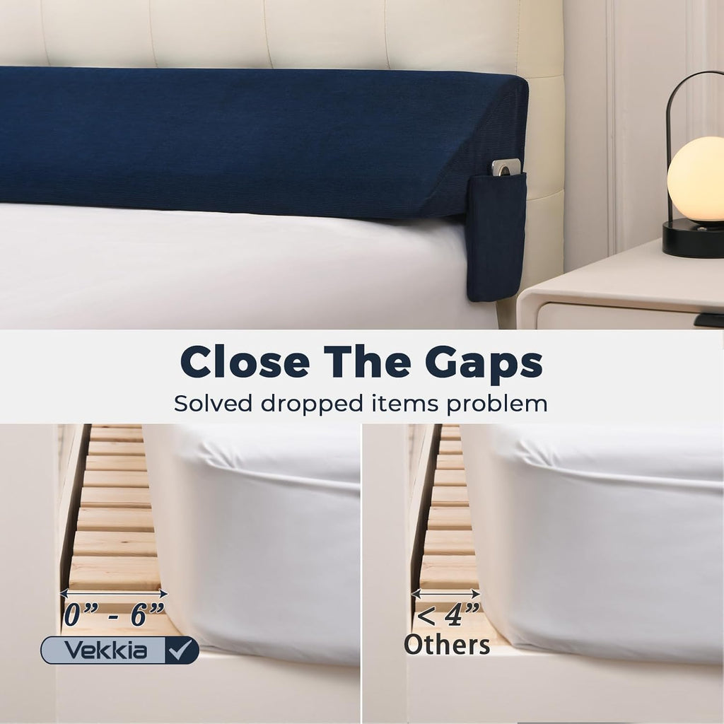 Vekkia King Bed Wedge Pillow for Headboard/Bed Mattress Gap Filler Wedge, Bed Gap Filler Close Gap (0-6"), Stop Pillow Falling Down-(Blue 76"…