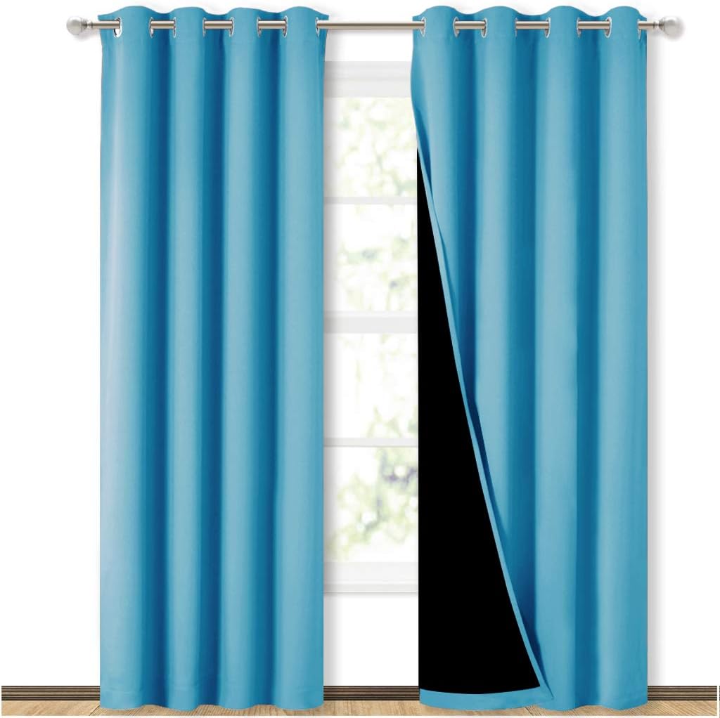 Nicetown 100% Blackout Curtains 84 inches Long, Pair of Energy Smart & Noise Blocking Out Drapes for Baby Room Window, Thermal Insulated Gu…
