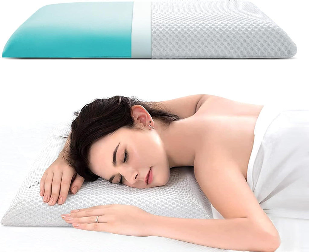 Aotoze Ultra Thin & Flat Memory Foam Pillow 2.4 Inch Hight, Low Profile & Thin Pillow for Stomach Sleeper, Side Sleeper, Oeko-TEX & Certi…