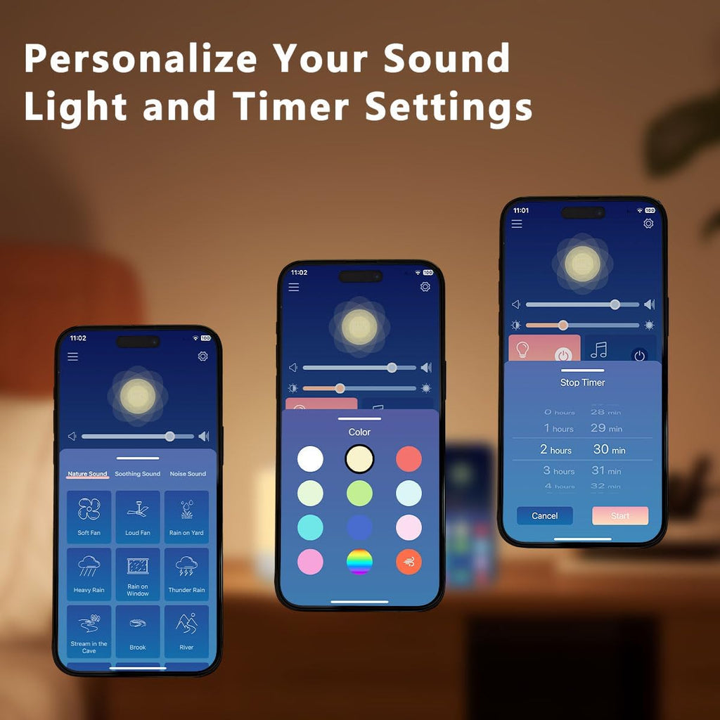 Easysleep Optical Lamps Sound Machine Baby White Noise Machine for Sleeping with 30 Soothing Sounds 12 Night Light, Timers, App Remote…