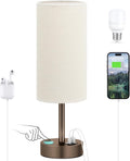 Dicoool Beige Touch Table Lamp for Bedroom - 3 Way Dimmable Bedside Lamp with USB, Nightstand Lamp with Brown Charging Station for Desk…