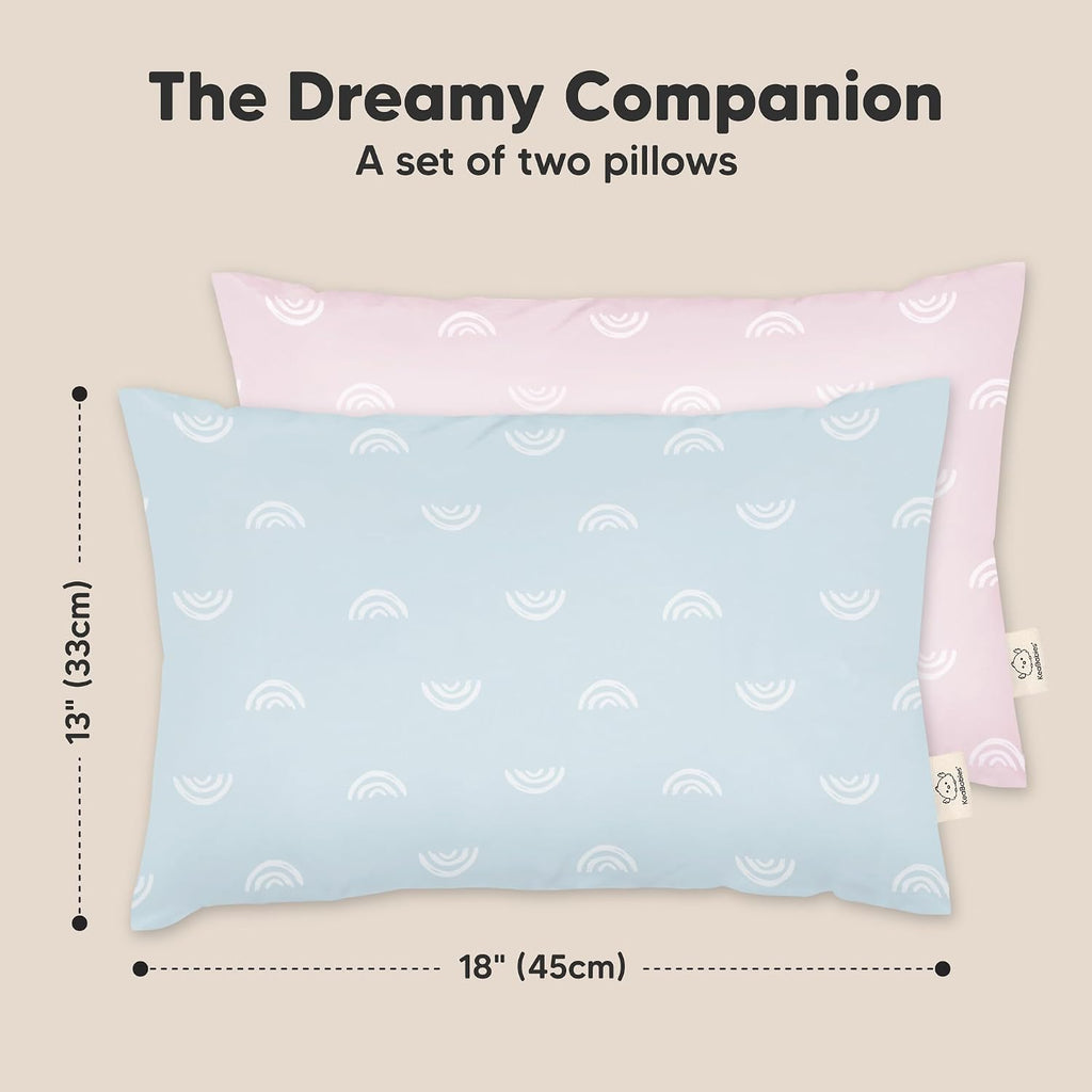 KeaBabies 2-Pack Toddler Pillows 2 Year Old to 5-13x18 Soft Organic Cotton Kids Pillow for Sleeping, Travel, School, Daycare, Nap…