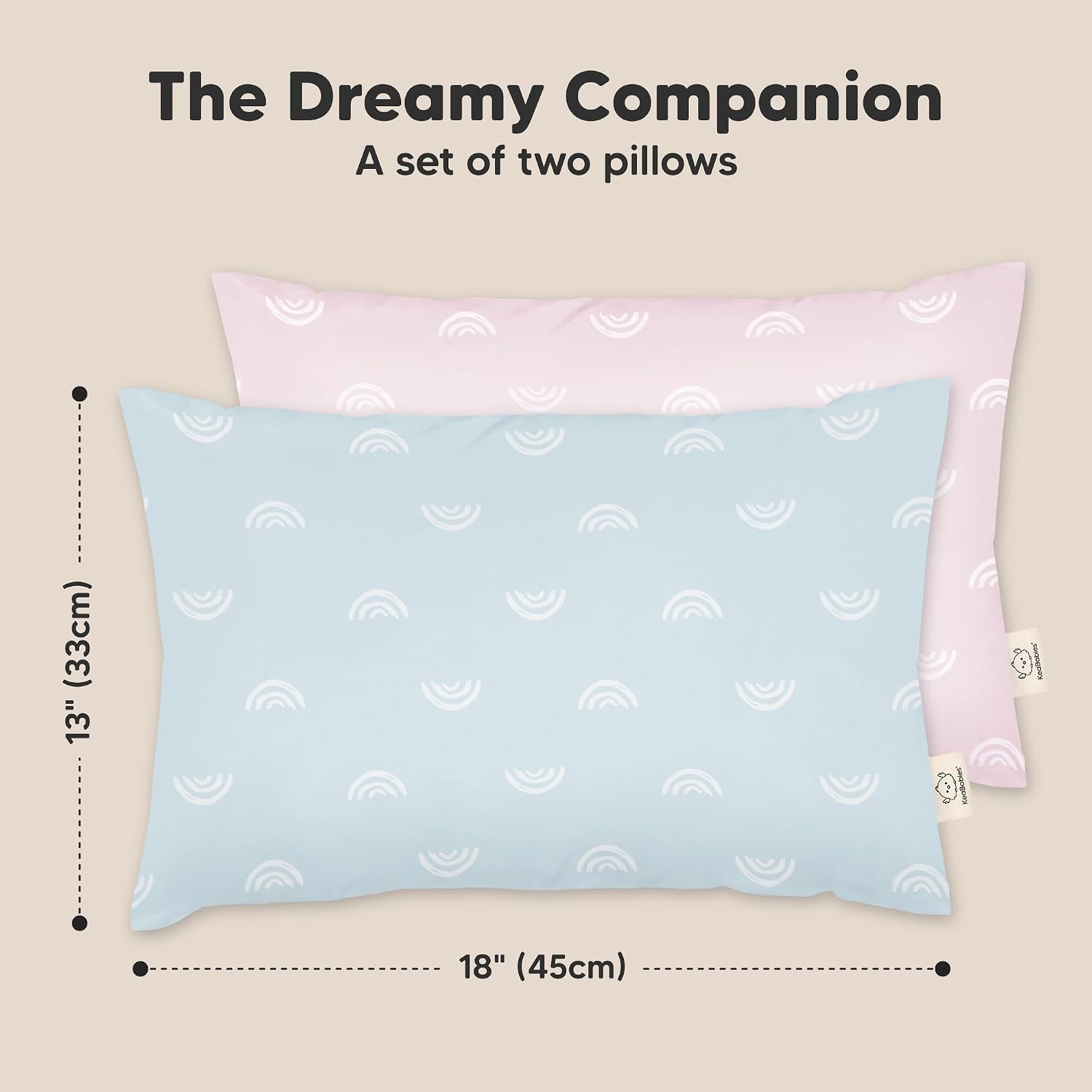 KeaBabies 2-Pack Toddler Pillows 2 Year Old to 5-13x18 Soft Organic Cotton Kids Pillow for Sleeping, Travel, School, Daycare, Nap…