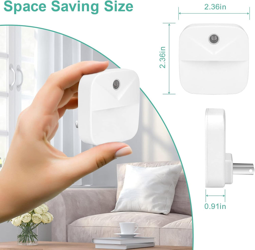 6 Pack Night Light Plug in, White LED Nightlights with Smart Dusk to Dawn Sensor, Plug into Wall Nightlights Suitable for Bedroom…