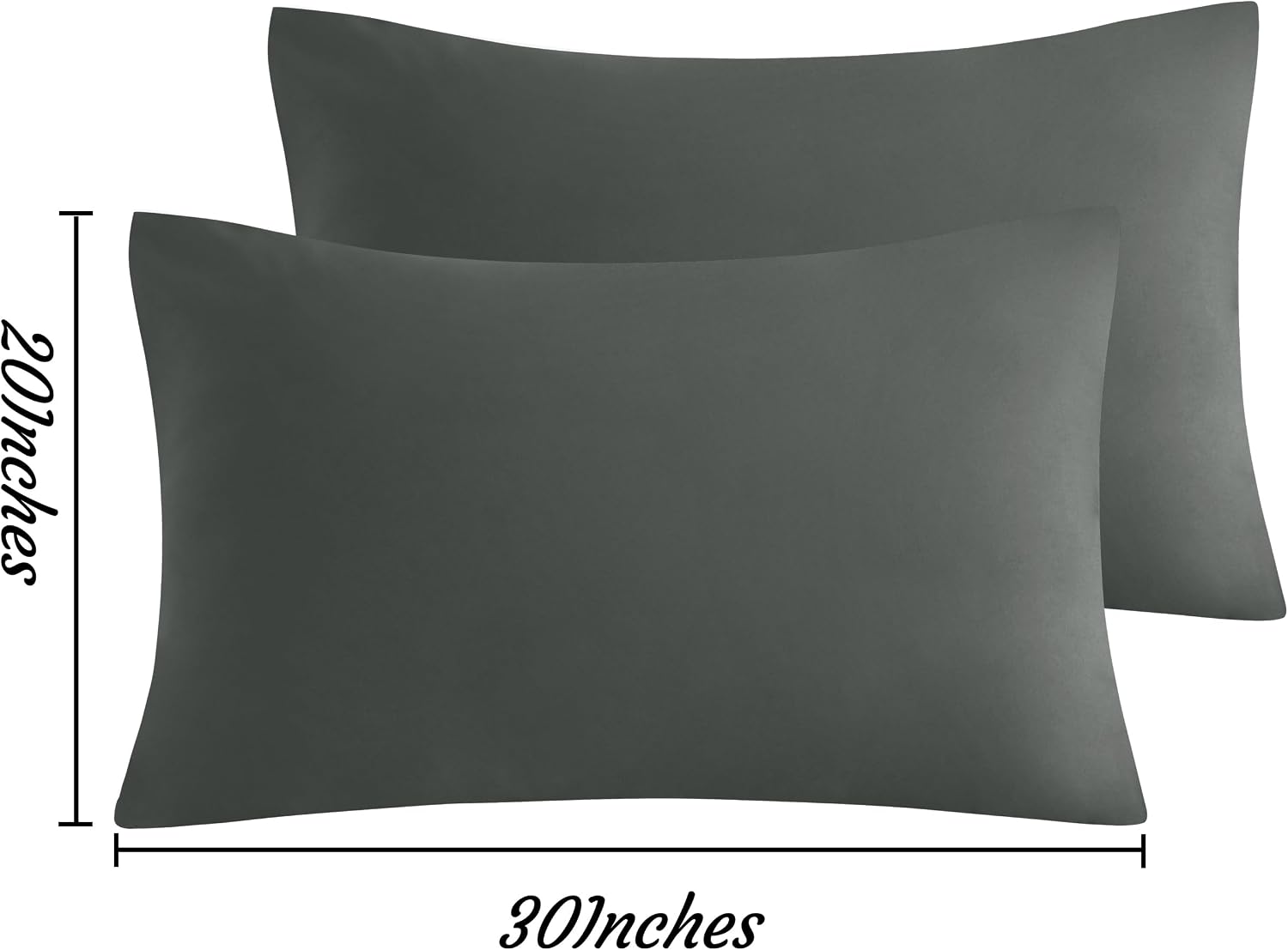 Ntbay Queen Pillow Cases Set of 2, 2 Pack Brushed Microfiber 20x30 Pillow Cases, Soft, Wrinkle, Fade, Stain Resistant Dark Grey Pillow Case…