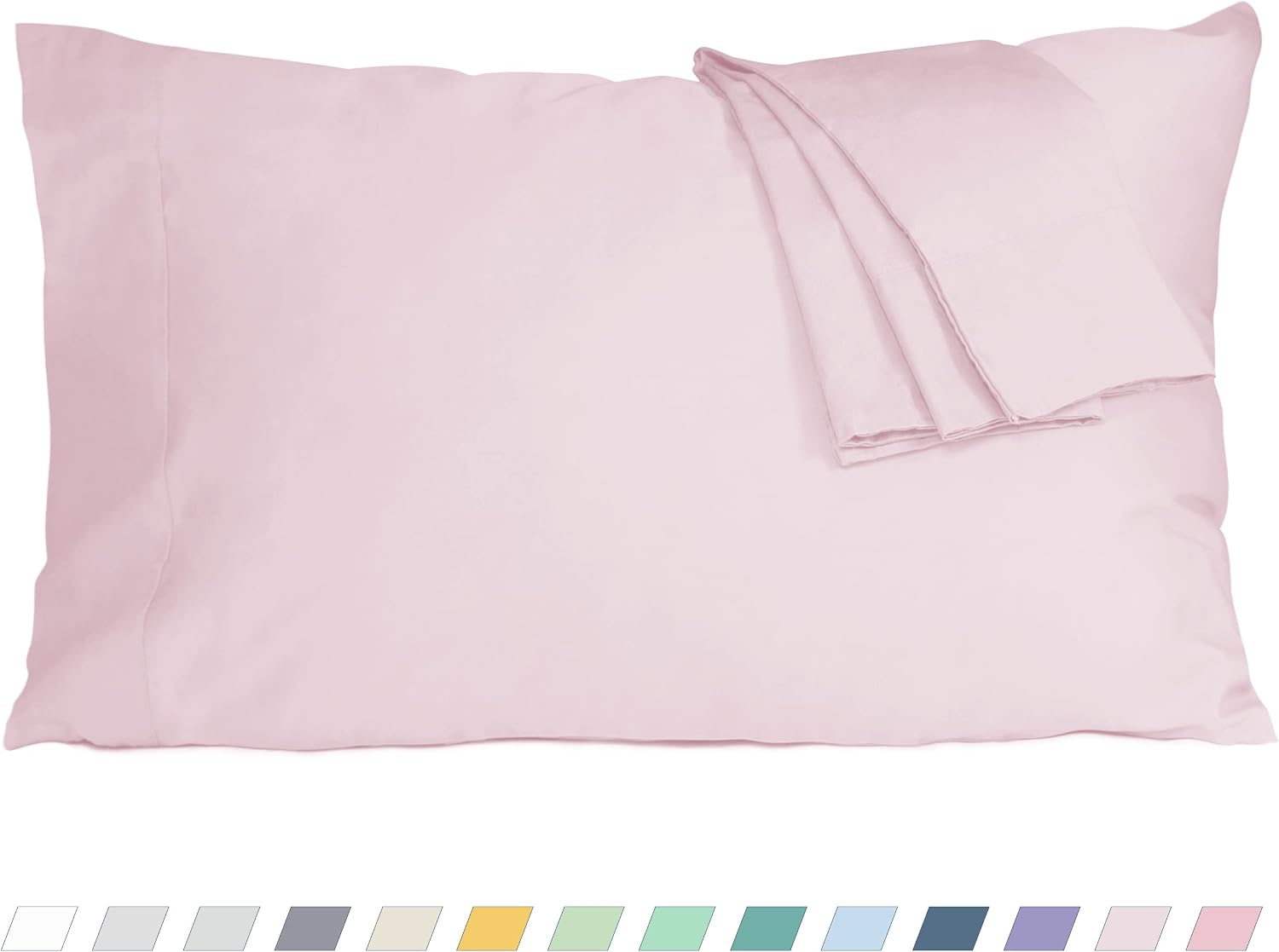 Homtec Pillow Cases, Standard Queen Size Cotton Percale Weave Pillowcases, Pre-Shrunk Breathable and Hypoallergenic Pillowcases, Set of 2 (…
