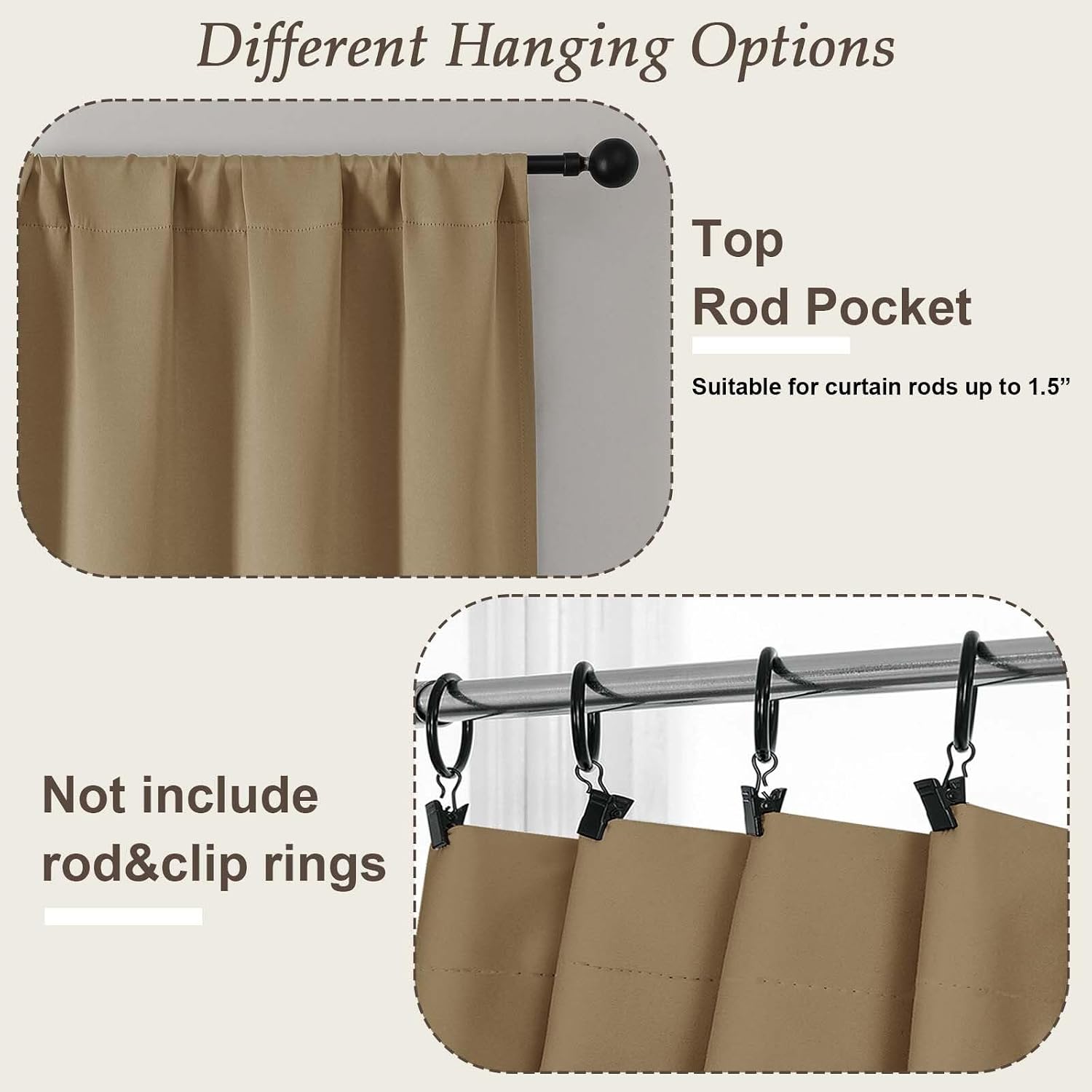 Gwine Taupe Blackout Curtains for Bedroom 96 Inch Length, Room Darkening Energy Saving Black Out Curtains for Living Room, Window…