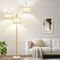 Dimmable Floor Lamp - 3 Lights Gold Arc Floor Lamps for Living Room, 1000LM Modern Tall Standing Lamp with White Shade&Marble Base, Mid…