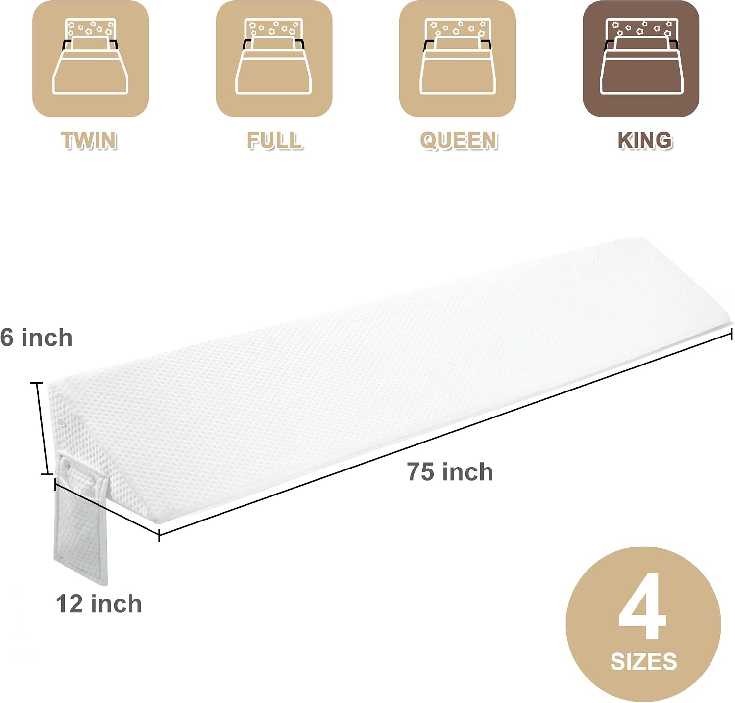 IFNOW King Size(76"x6"x10") Bed Wedge Pillow for Headboard, Mattress Gap Filler(0-8"), Bed Wedge for Gap Between Your Headboard and…
