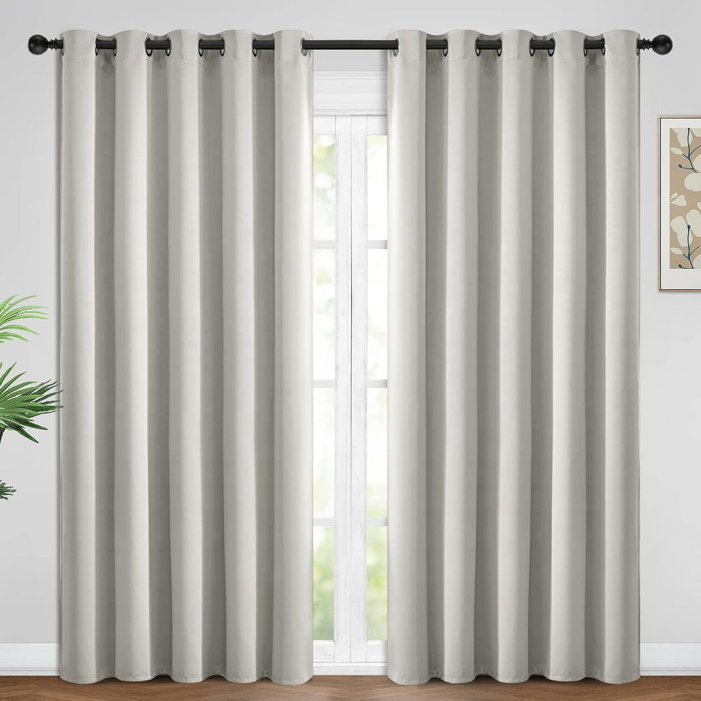 Yakamok Blackout Curtains Room Darkening Thermal Insulated Window Panels, Solid Grommet Top Drapes for Bedroom/Living Room(62Wx96L, Light…