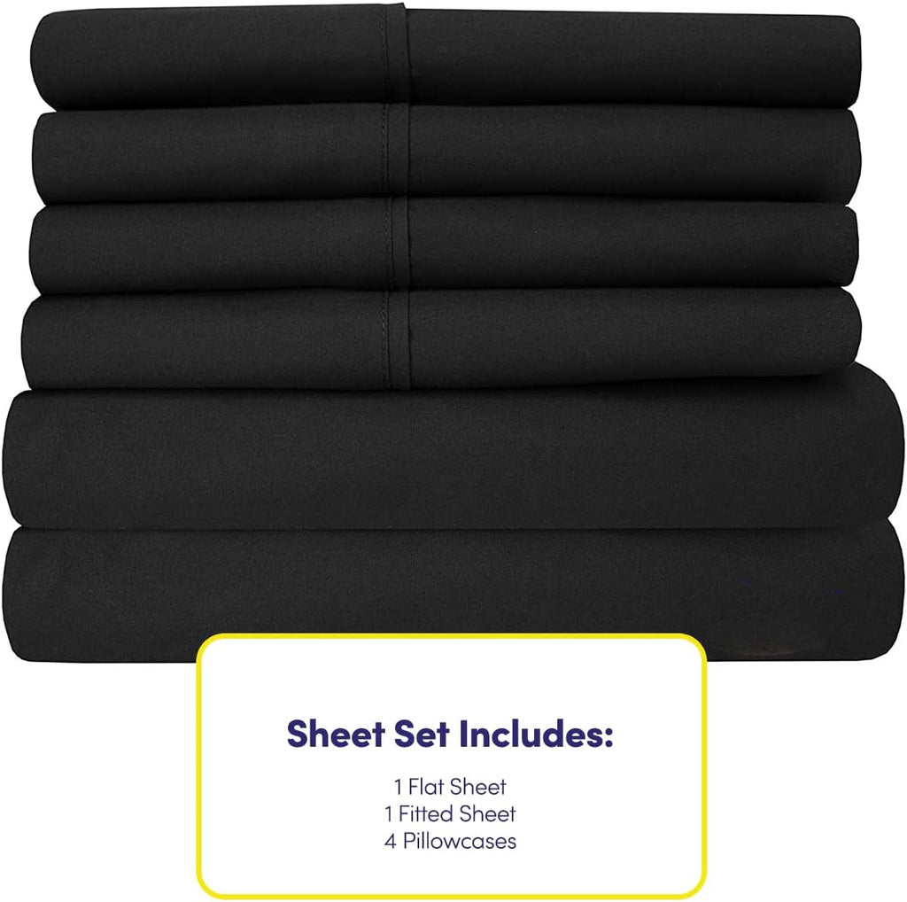 Queen Sheets Black - 6 Piece 1500 Supreme Deluxe Collection Deep Pocket Ultra Soft Queen Sheet Set Bedding - 2 Extra Pillow Cases, Great…