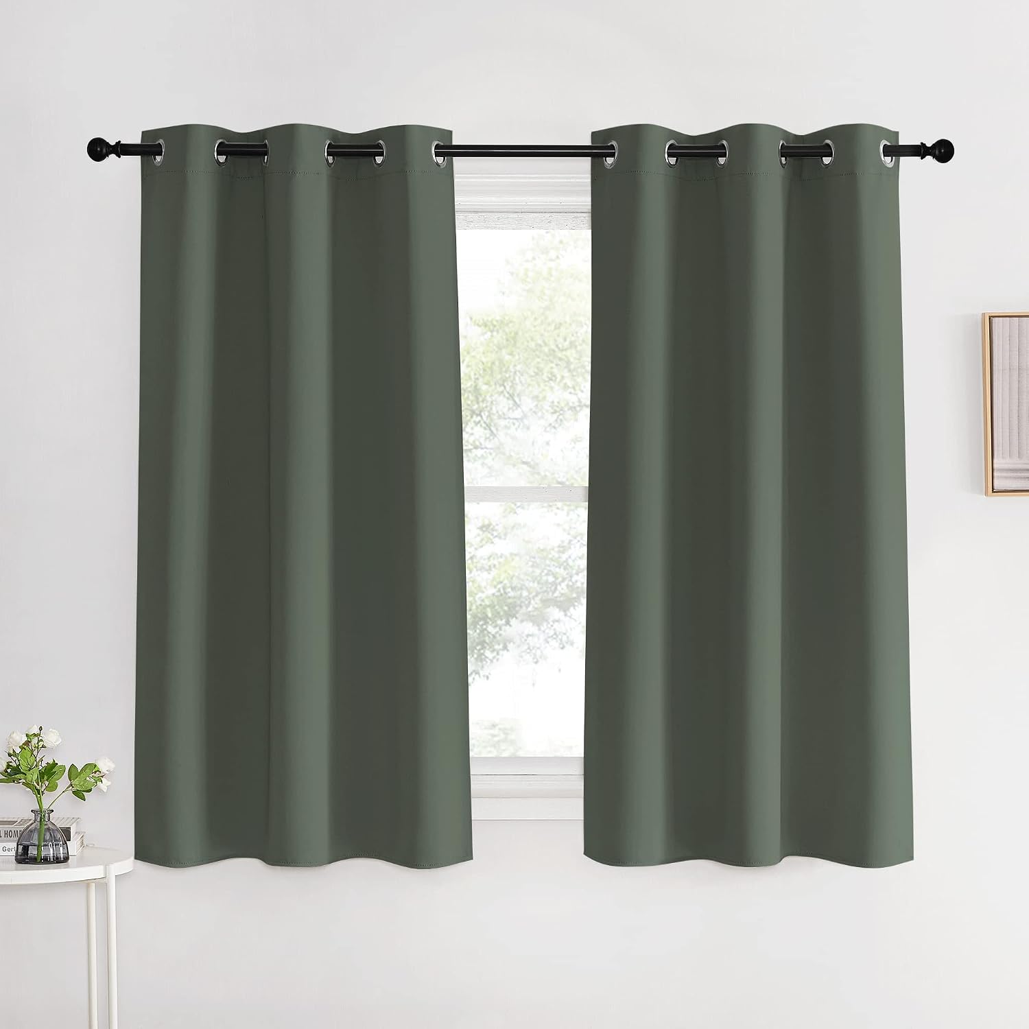 NICETOWN Thermal Insulated Curtains Blackout Draperies, Dark Mallard, Set of 2, 42 by 60 inches Long, Window Treatment Solid Grommet Room…