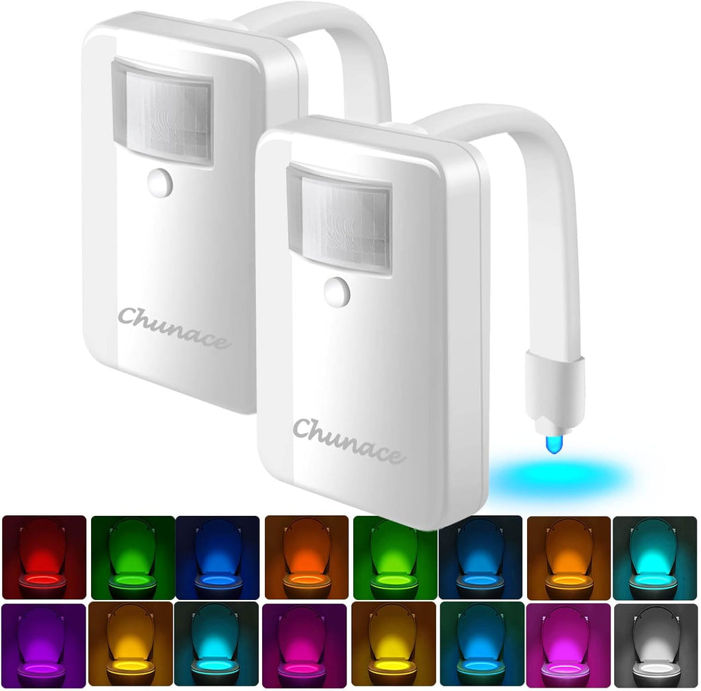 2 Pack Toilet Night Lights with Motion Activated Sensor,16-Color Changing LED Inside Toilet Bowl Nightlight, Cool Stuff for Bathroom…