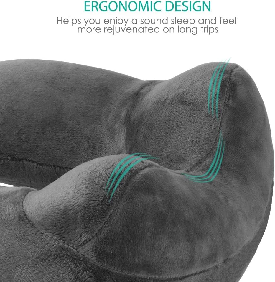 Inflatable Travel Pillow, Soft Velvet Inflatable Neck Pillow for Traveling, Airplanes, Train, Car, Office with Compact Bag, Breathable…
