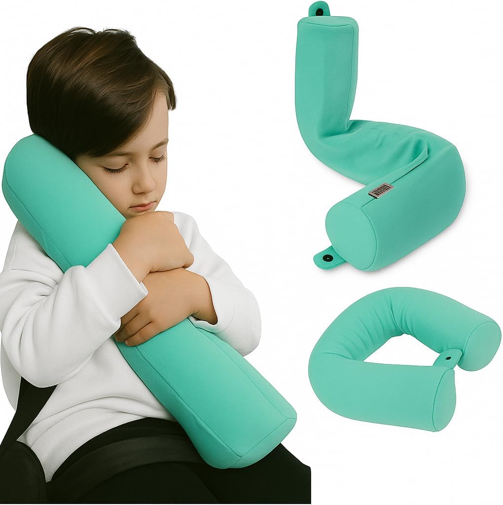 Dot&Dot Green Twist Memory Foam Kids Travel Pillow for Airplanes - Neck Pillows for Sleeping - Airplane Pillow for Neck Support, Chi…