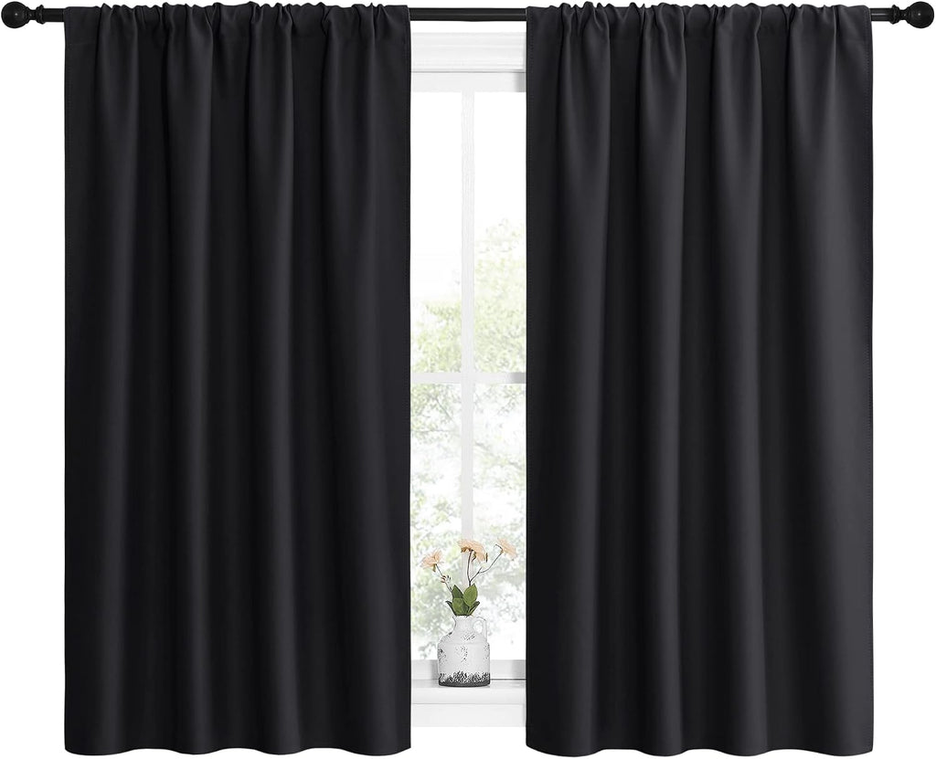 NICETOWN Black Out Curtain Panels for Kitchen - Energy Smart Decoration Thermal Insulating Blackout Drapes/Draperies for Small Window (2…