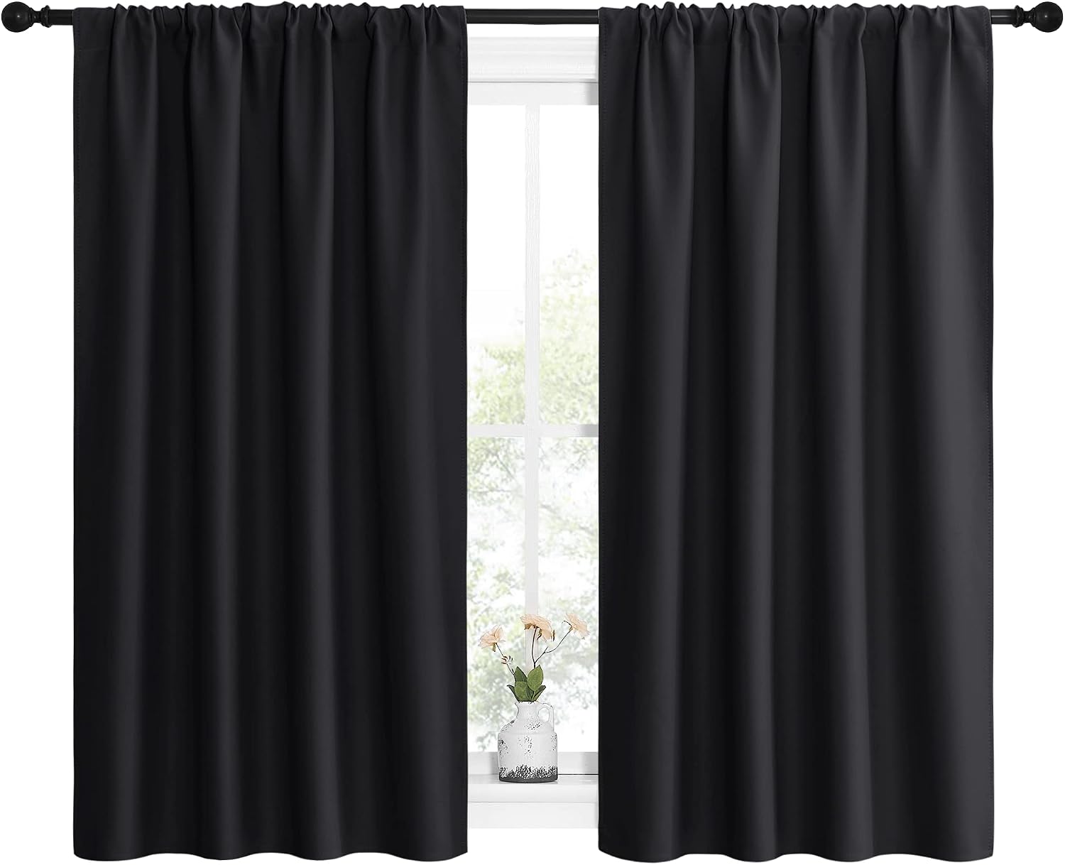 NICETOWN Black Out Curtain Panels for Kitchen - Energy Smart Decoration Thermal Insulating Blackout Drapes/Draperies for Small Window (2…