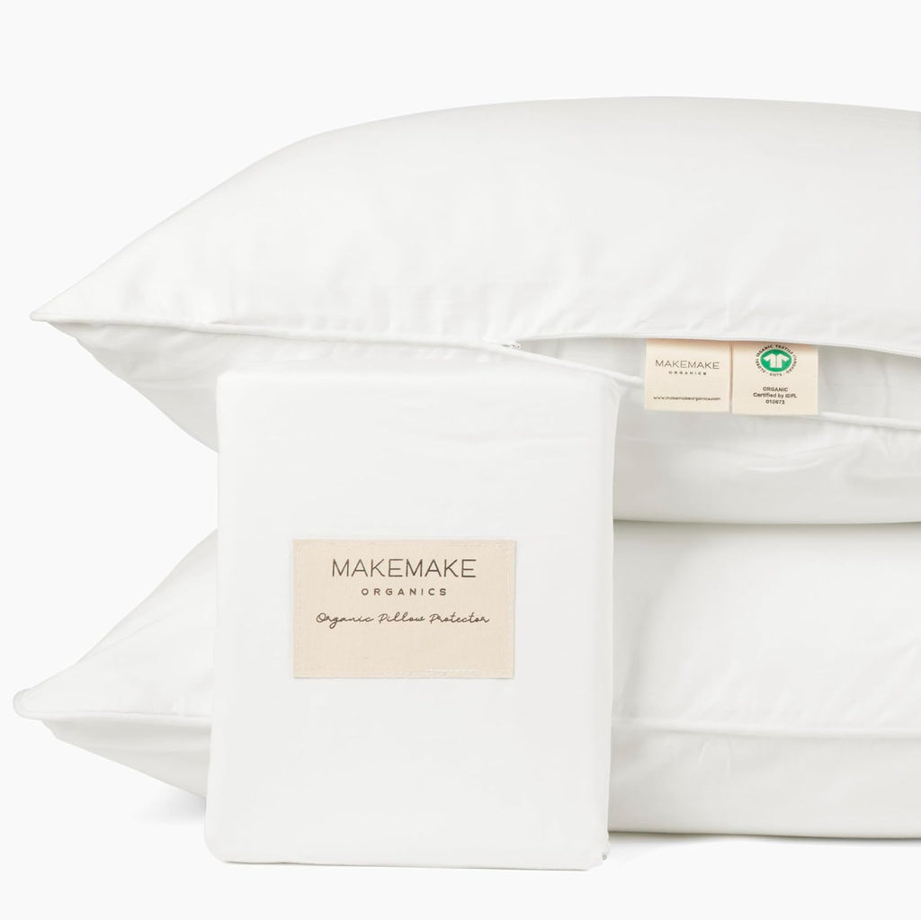 MakemakeOrganics Makemake Organics Organic Cotton Pillow Protector (Set of 2) GOTS Certified Organic Pillow Cases Zippered Breathable Barri…
