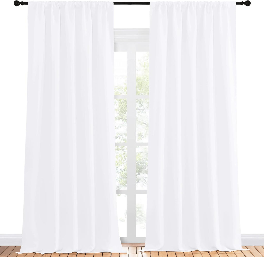 NICETOWN White Bedroom Curtain Panels - Multi-Function Noise Reducing Performance Window Treatment Thermal Insulated Rod Pocket Room…