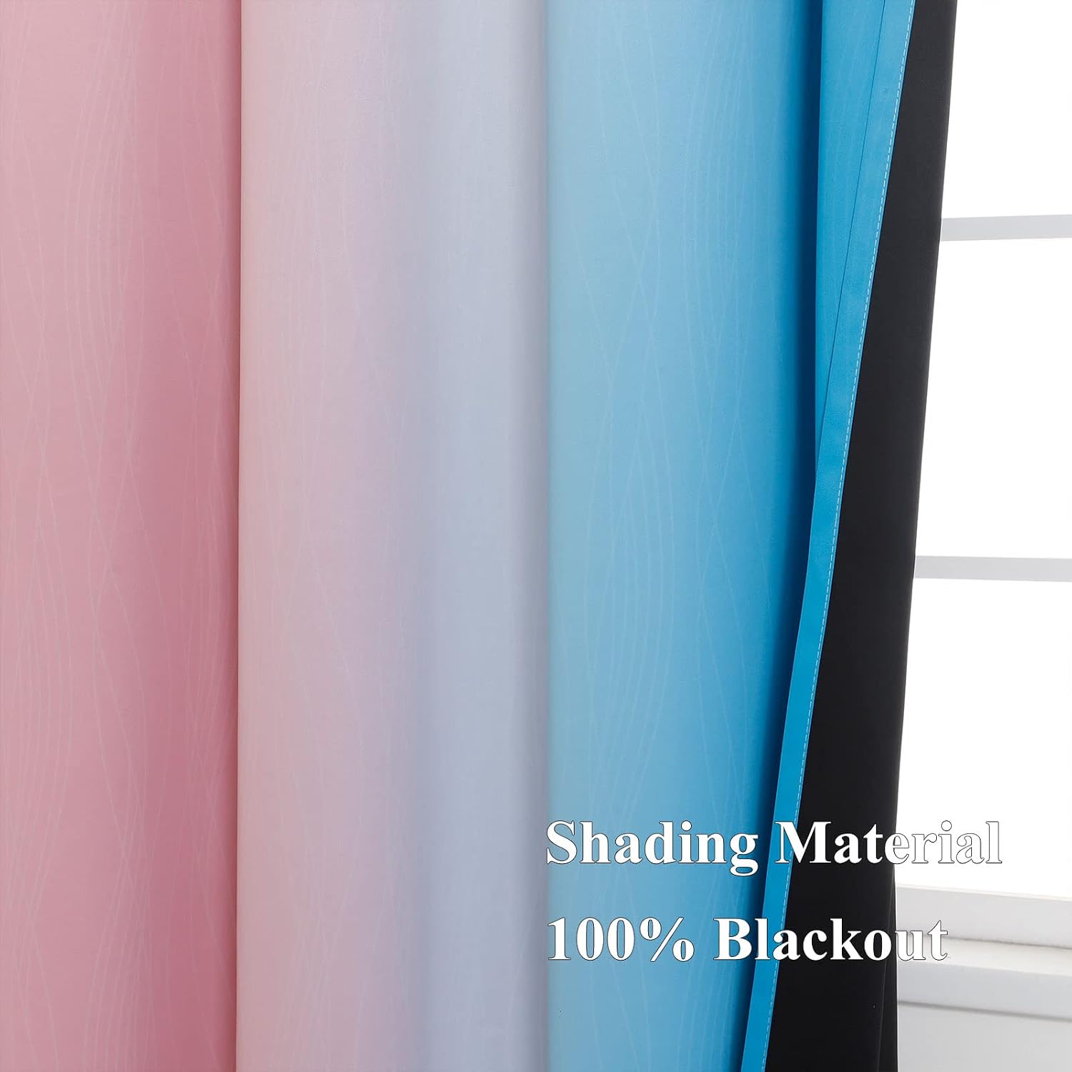 Estelartextiler Estelar Textiler Pink and Blue Ombre Blackout Curtains 96 Inches Long, Full Room Darkening Grommet Curtains for Bedroom, Th…