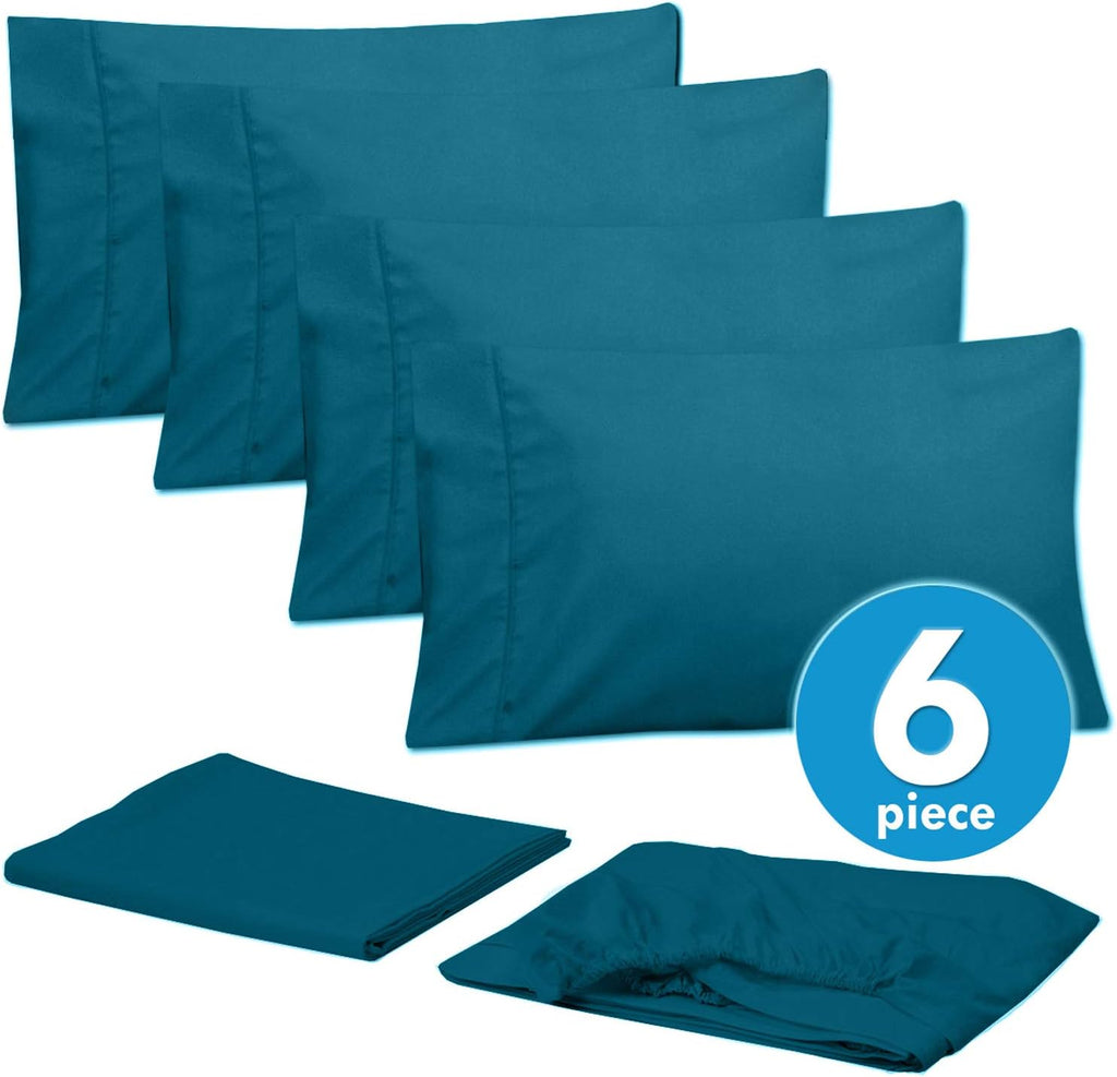 Cal King Size Bed Sheets - 6 Piece 1500 Supreme Collection Fine Brushed Microfiber Deep Pocket California King Sheet Set Bedding - 2…