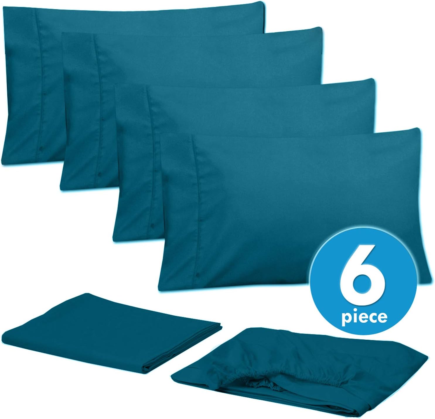 Cal King Size Bed Sheets - 6 Piece 1500 Supreme Collection Fine Brushed Microfiber Deep Pocket California King Sheet Set Bedding - 2…