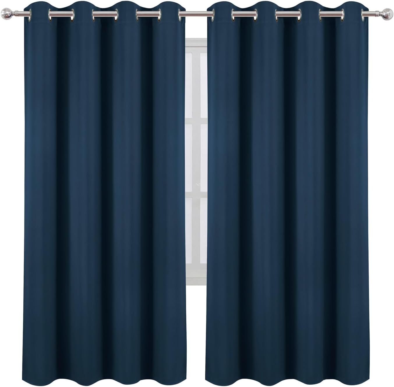 Lemomo Blackout Curtains 66 x 72 Inch Long Navy Blue Curtains Set of 2 Panels Room Darkening Curtains for Bedroom and Living Room 72 Inch B…