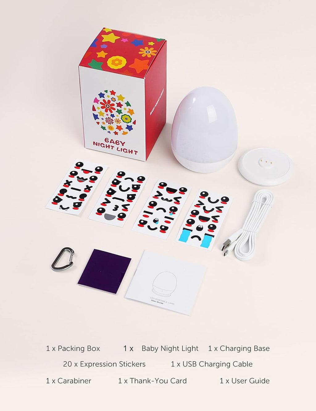 Baby Night Light for Kid, Portable Egg Nightlight with Stable Charging Pad, Touch Nursery Night Lamp for Breastfeeding, Toddler Night…