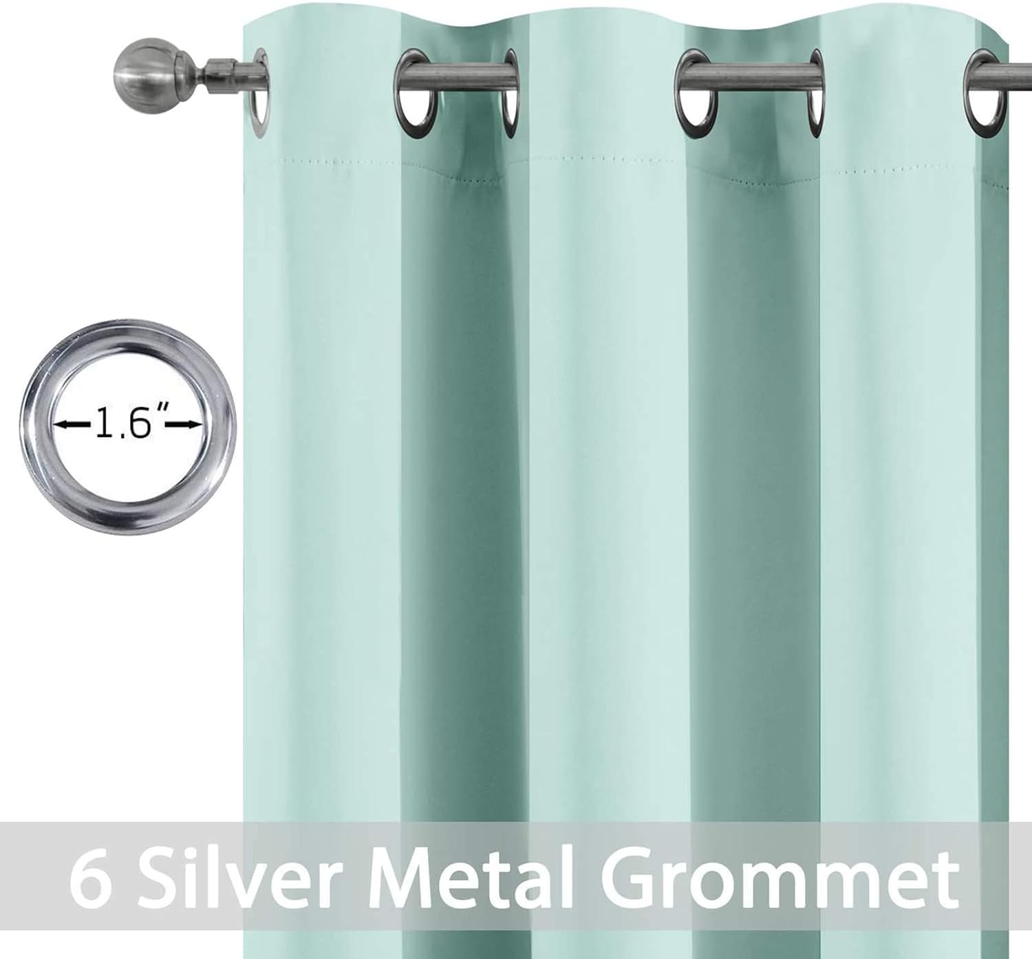 Yakamok Blackout Curtains Room Darkening Thermal Insulated Window Panels, Solid Grommet Top Drapes for Bedroom/Living Room(42Wx84L, Aqua…