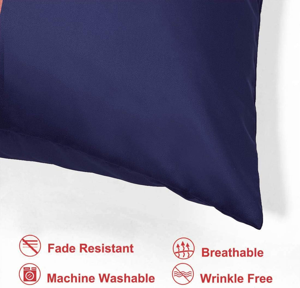 uxcell Standard Satin Pillowcase with Zipper, Super Soft and Luxury, Silky Pillow Cases Covers Set of 2, 21"x27", Navy