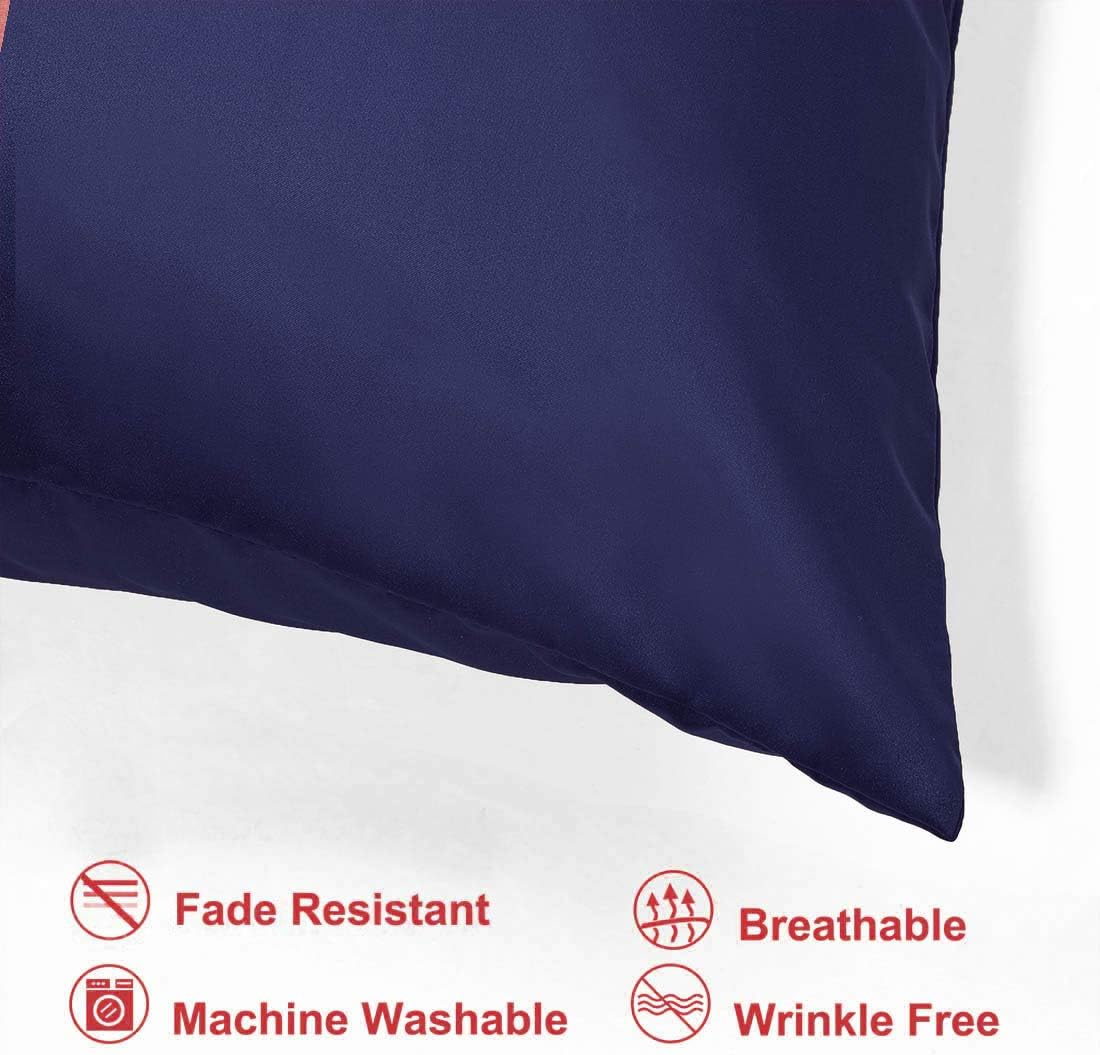 uxcell Standard Satin Pillowcase with Zipper, Super Soft and Luxury, Silky Pillow Cases Covers Set of 2, 21"x27", Navy