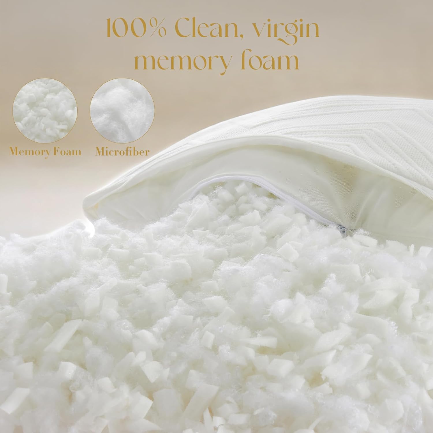 Yagamo Adjustable Pillow, Standard Size Bed Pillows for Sleeping 2 Pack, Shredded Memory Foam Pillows - Medium Firm and Supportive B…