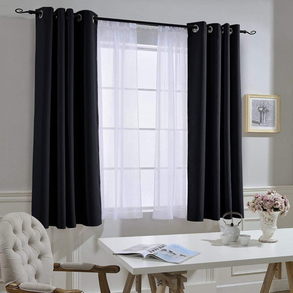 Nicetown Black Out Curtains 54 inch Long for Bathroom - easy maintenance Solid Thermal Insulated Grommet Blackout Window Treatment for…