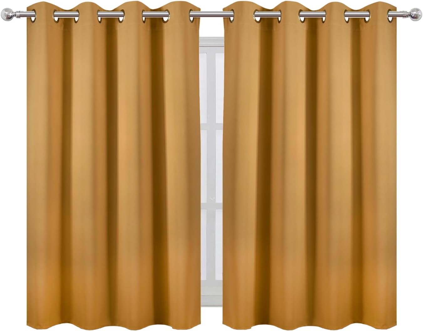 Lemomo Mustard Yellow Thermal Blackout Curtains/52 x 45 Inch/Set of 2 Panels Room Darkening Curtains 45 Inch silver