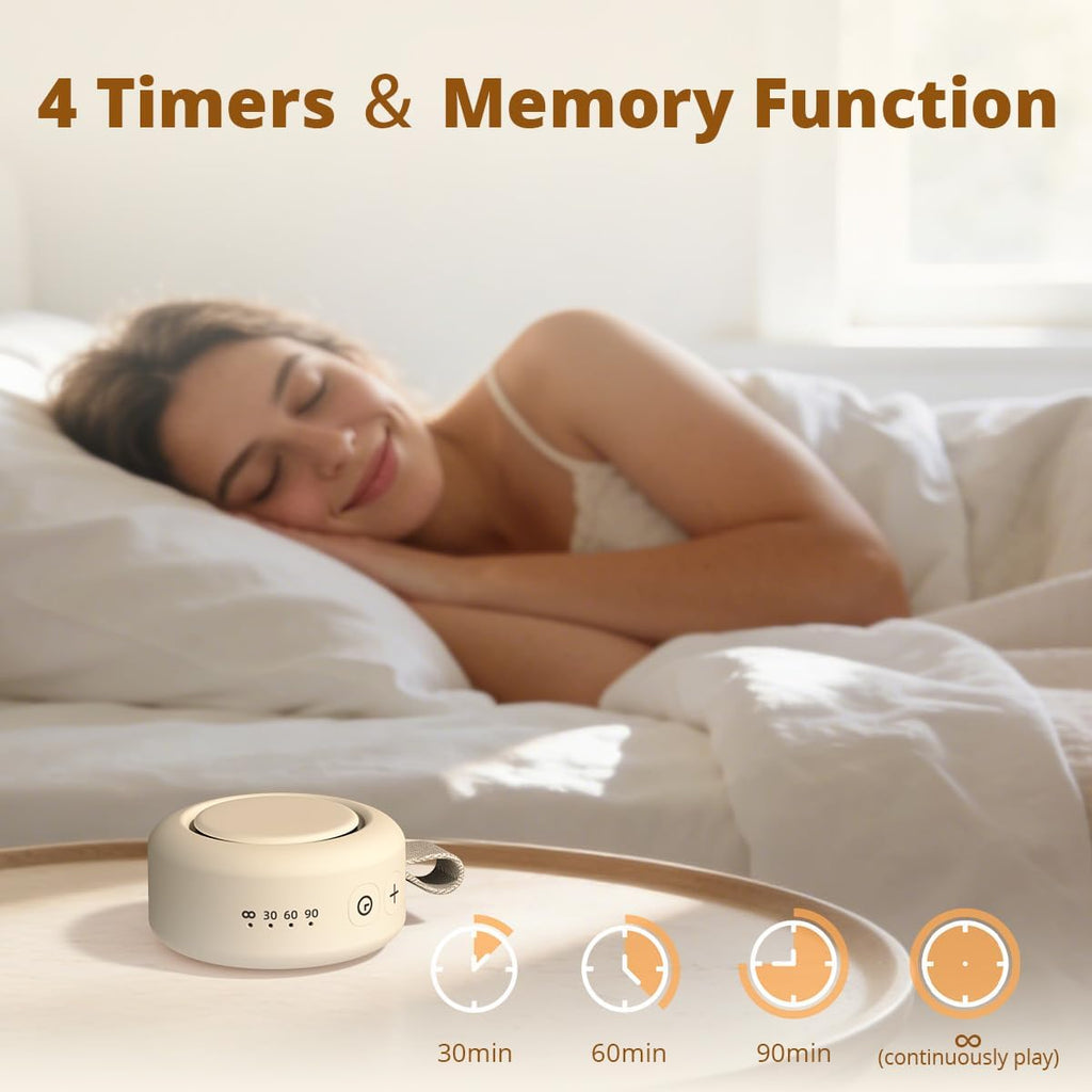 Portable Sound Machine Mini White Noise Machine Powerful Battery 30 Soothing Sounds 4 Timers Memory Function for Baby Kids Adults Brown…