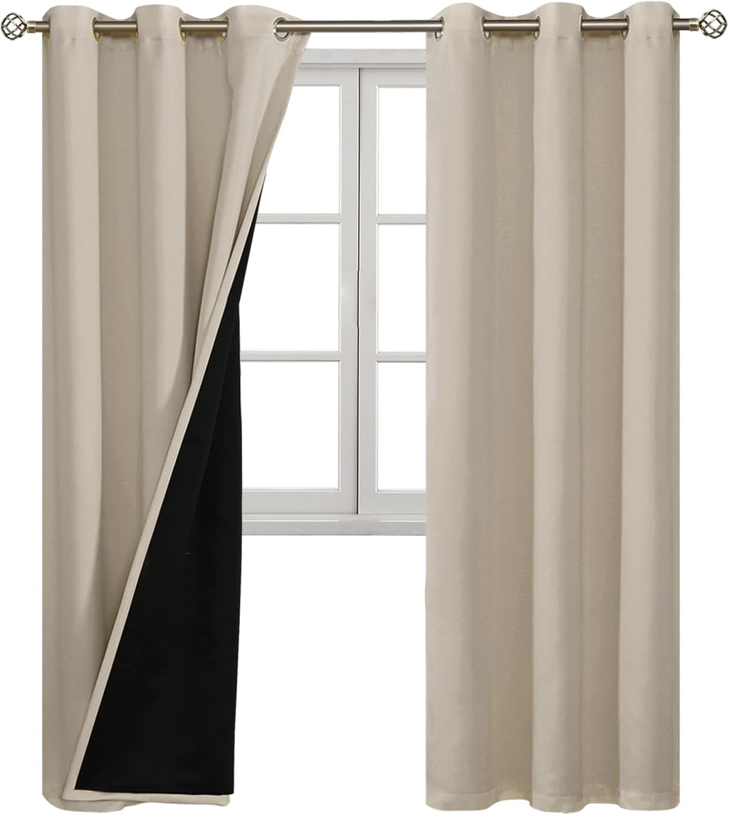 BGment Thermal Insulated 100% Blackout Curtains for Bedroom with Black Liner, Double Layer Full Room Darkening Noise Reducing Grommet Curta…
