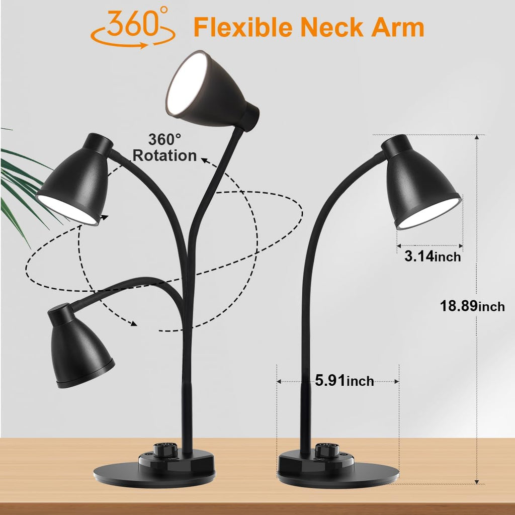 BOHON LED Desk Lamp with USB Charging Port 3 Color Modes Dimmable Reading Light Intelligent Induction Auto Dimming Task Lamp Neck…