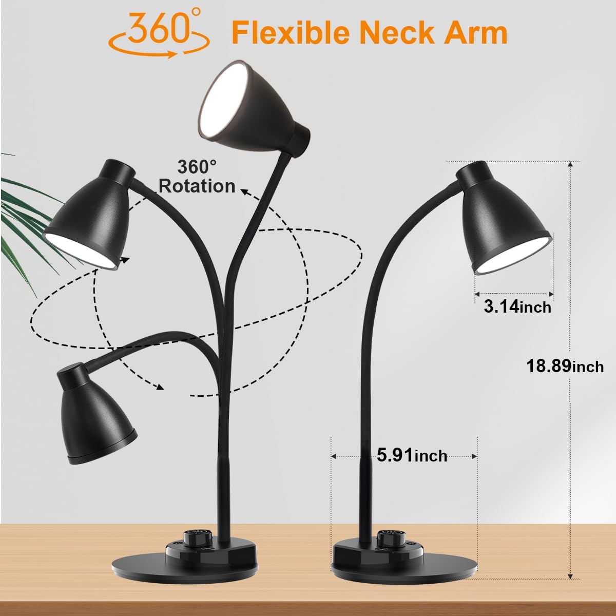 BOHON LED Desk Lamp with USB Charging Port 3 Color Modes Dimmable Reading Light Intelligent Induction Auto Dimming Task Lamp Neck…