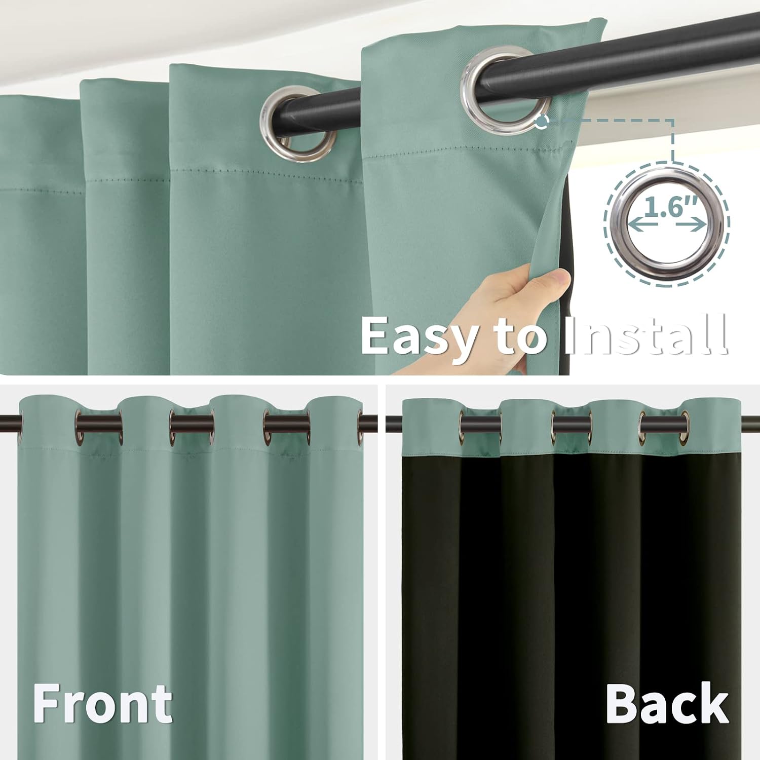 BGment Thermal Insulated 100% Blackout Curtains for Bedroom with Black Liner, Double Layer Full Room Darkening Noise Reducing Grommet Curta…
