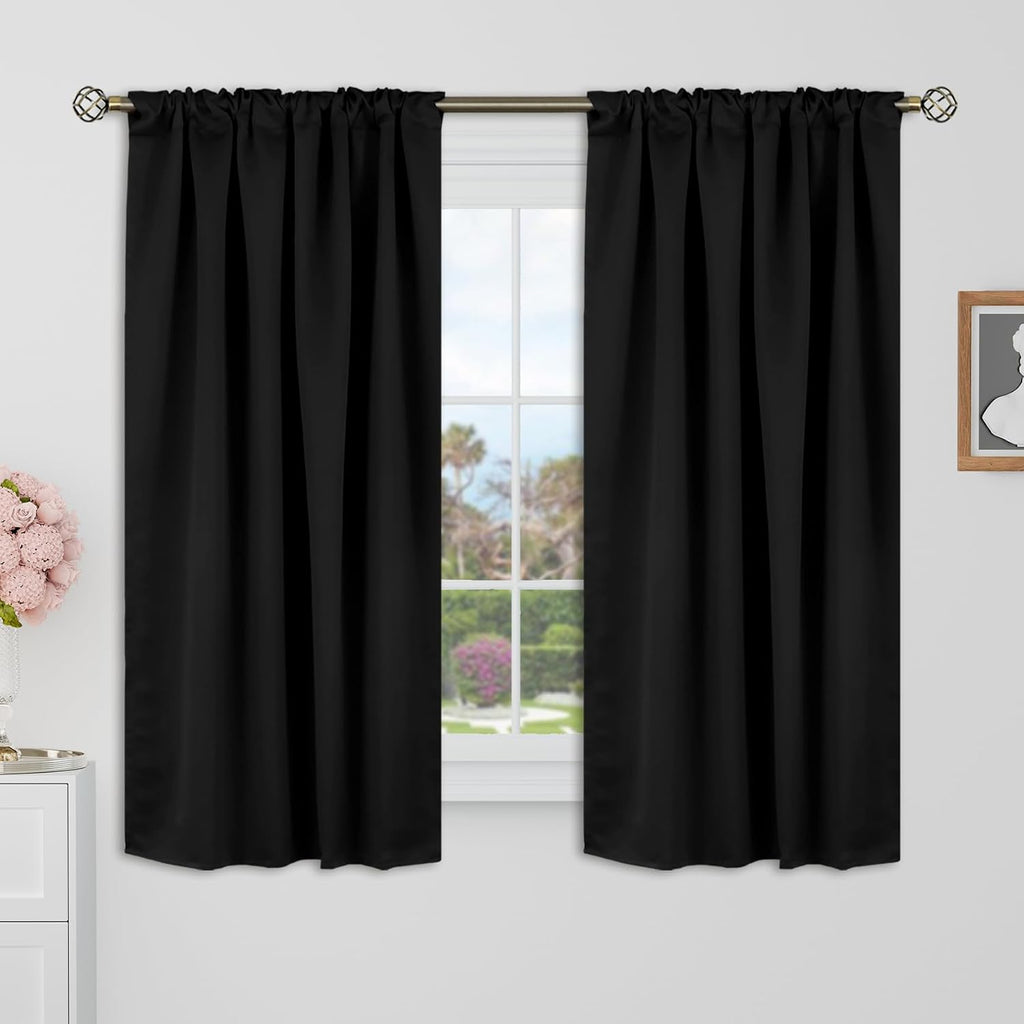 BGment Black Out Curtains 54 Inch Long for Bedroom - 34 x 54 Inch Curtains Thermal Insulated Noise Reducing Energy Efficiency Rod Pocket an…