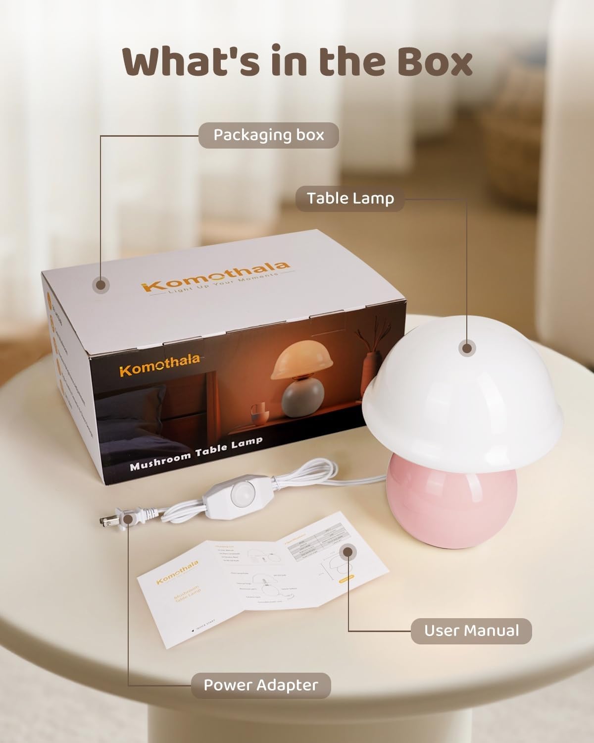 Mushroom Table Lamp for Bedroom, Cozy Bedside Lamp with Glass Shade, Stepless Dimmable Nightstand Lamp for Relaxing Bedroom Decor &…
