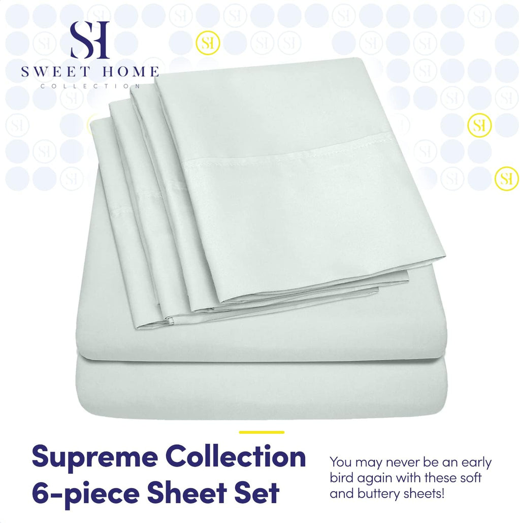 Cal King Size Bed Sheets - 6 Piece 1500 Supreme Collection Fine Brushed Microfiber Deep Pocket California King Sheet Set Bedding - 2…