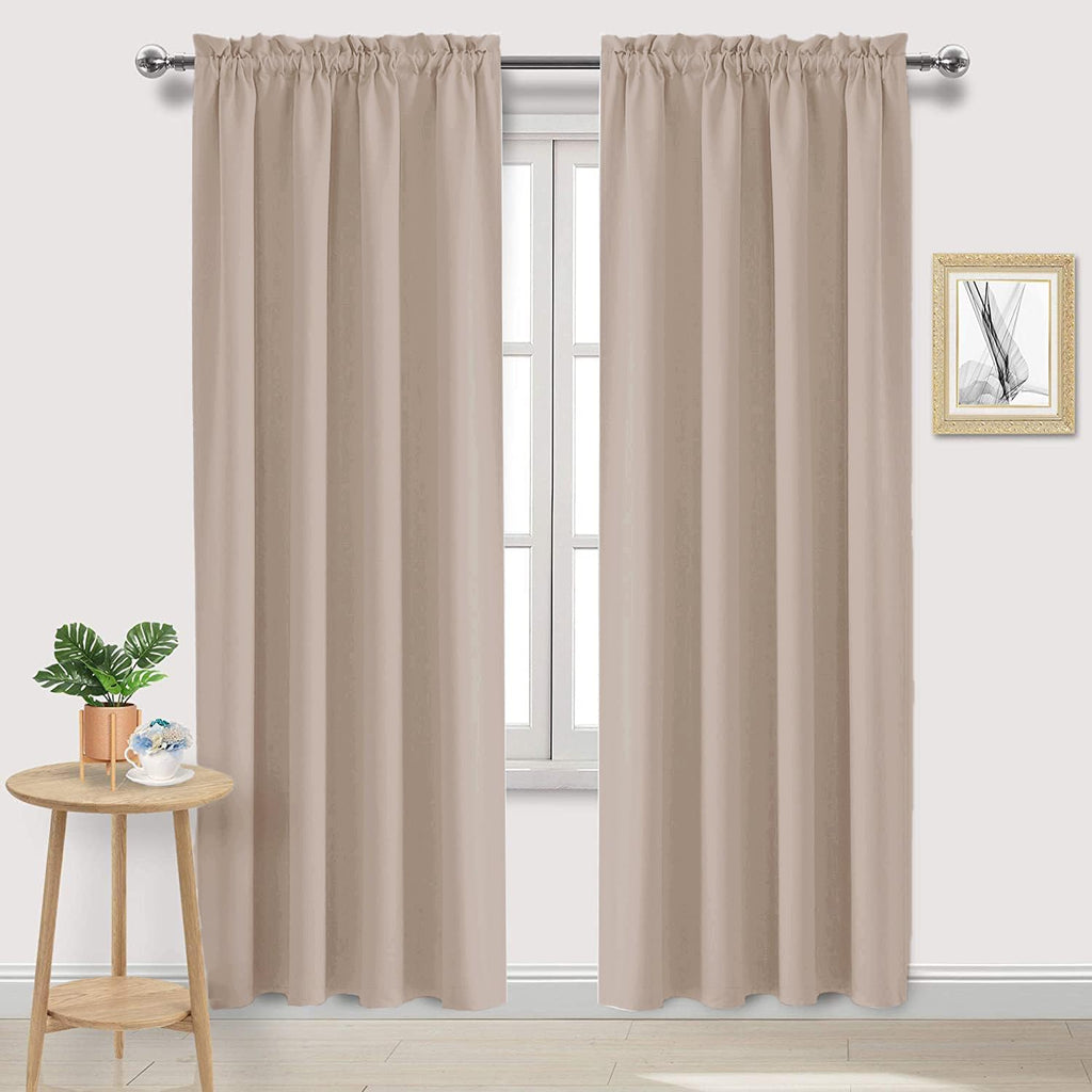 DWCN Blackout Curtains for Living Room Thermal Insulated, Energy Saving & Noise Reducing Bedroom Curtains, Camel, W 52x L 95 Inch, Set of…