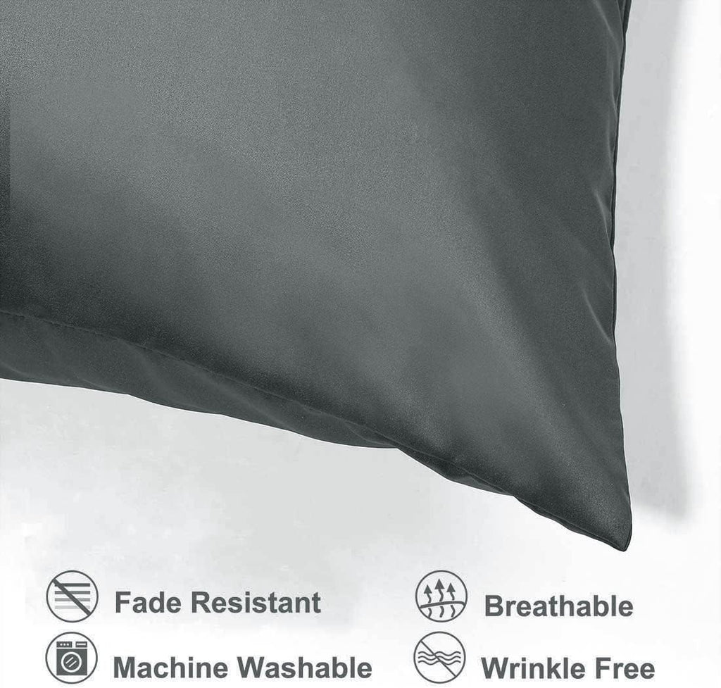 uxcell Queen Satin Pillowcase with Zipper, Super Soft and Luxury, Silky Pillow Cases Covers Set of 2, 20"x30", Grey