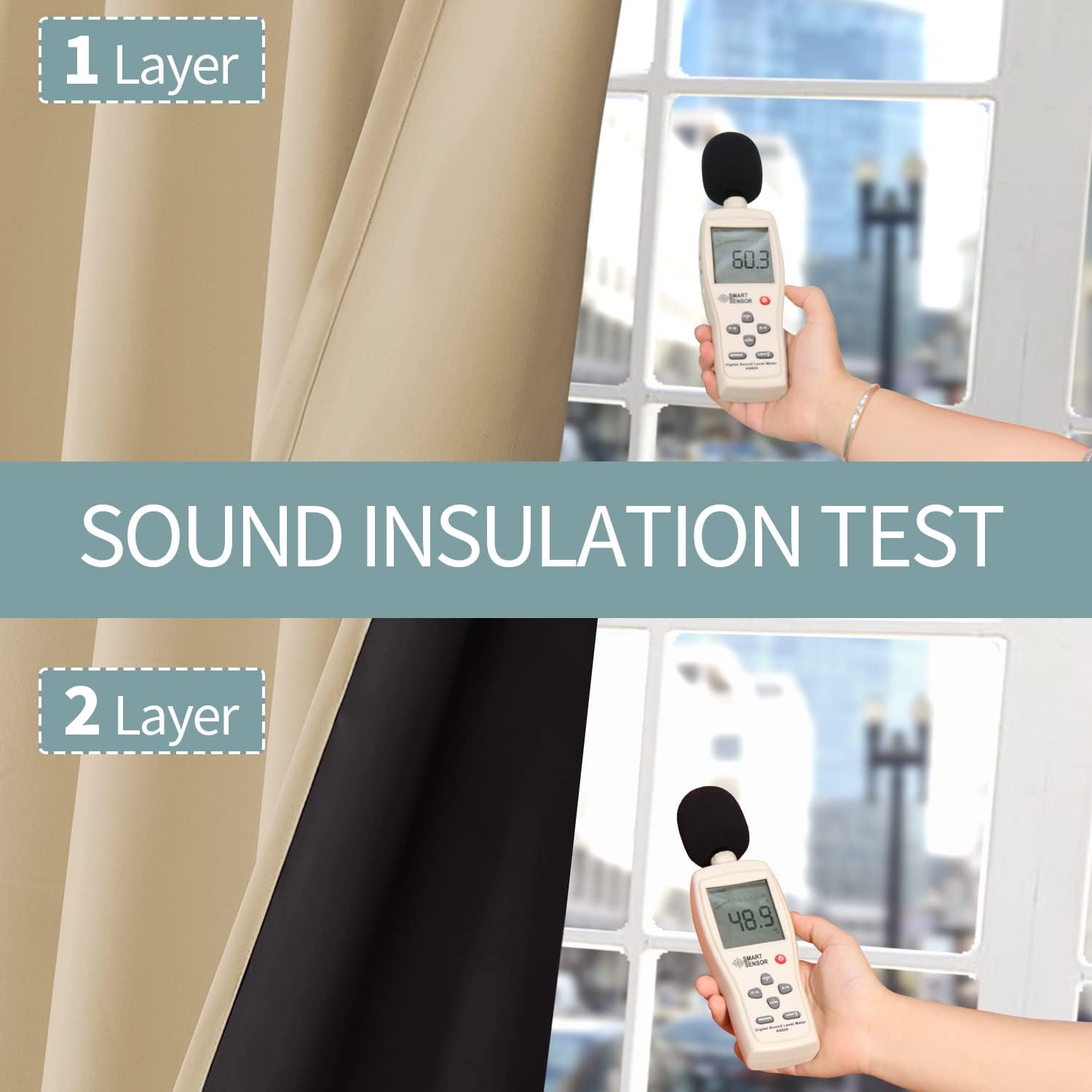 BGment Thermal Insulated 100% Blackout Curtains for Bedroom with Black Liner, Double Layer Full Room Darkening Noise Reducing Grommet Curta…