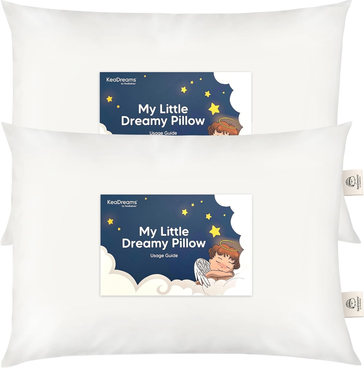 KeaBabies 2-Pack Toddler Pillows 2 Year Old to 5-14x20 Soft Organic Cotton Kids Pillow for Sleeping, Travel, School, Daycare, Nap…