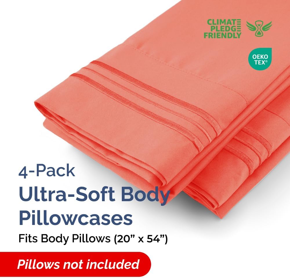 Body Pillowcases Set of 4-20x54 Long Body Pillow Case - Soft Body Pillow Cover for Sleeping & Side Sleepers - Comfy, Cozy Breathable &…