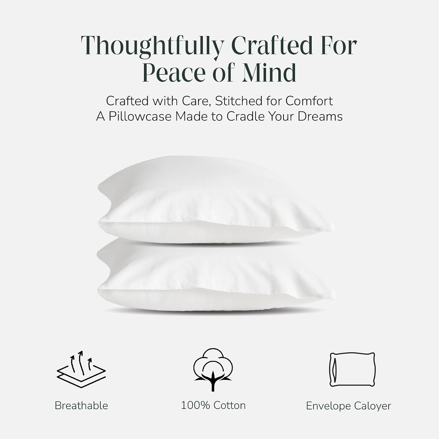 FEATHER & STITCH NEW YORK 100% Cotton 2 Piece King Pillow Cases, 300TC Ultra-Soft Pillowcases with Envelope Closure, Wrinkle- Fade- Stain…