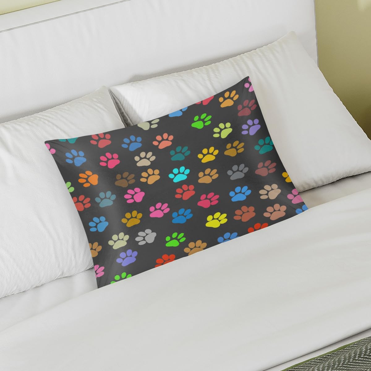 Color Dog Paw Print Satin Pillowcase for Hair and Skin Soft Silk Pillow Cases with Envelope Closure Cooling Pillow Case Slip 15.99 Pillow…