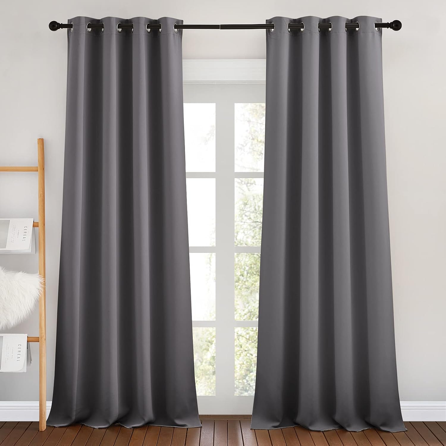 Nicetown Bedroom Blackout Curtains 90 inch Length - Triple Weave Energy Saving Thermal Insulated Solid Grommet Blackout Draperies for Patio…